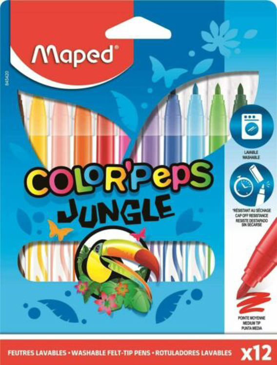 Picture of FR84542005-Washable Felt-Tip Pens X12 Colour Peps Jungle